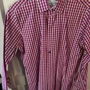 Apt. 9 Men's Pink and White Plaid Shirt